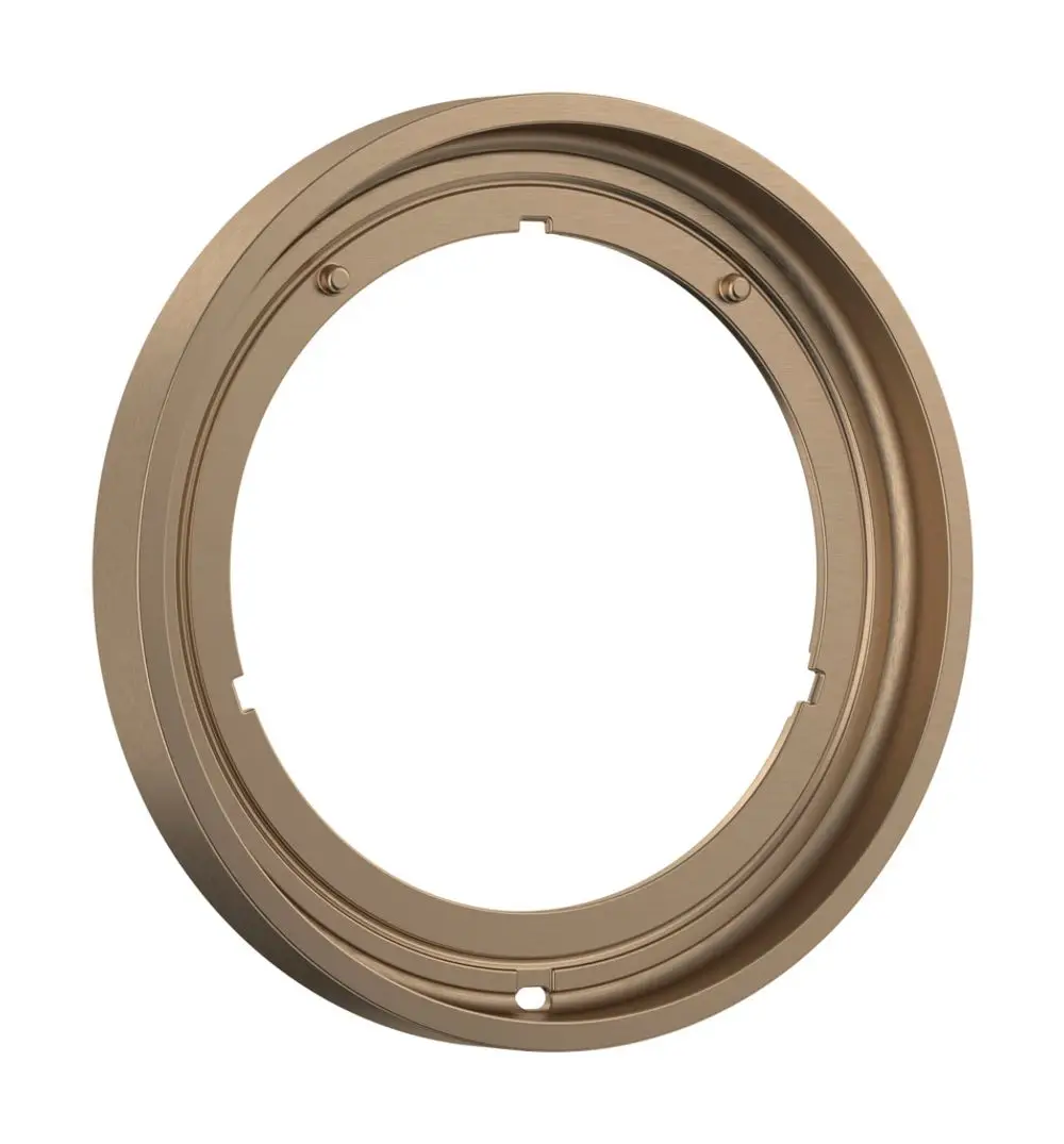 Runde Verlängerungsrosette in mattem Bronze-Finish, geeignet für die Montage von Hansgrohe-Produkten, mit Öffnungen zur sicheren Befestigung.